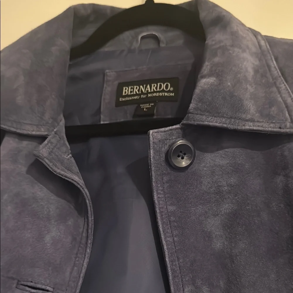 Bernardo Blue Leather Jacket Classic Style - Picture 3 of 4